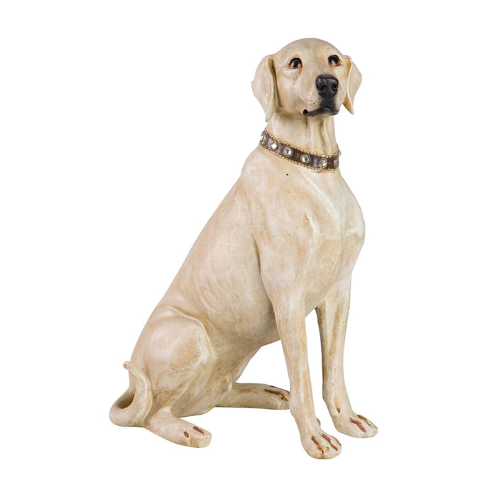 Figura Perro Labrador Resina Beige 20x29x40 Cm