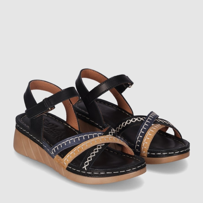 Sandalias de Piel - Negro - Tacón: 3 cm