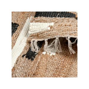 Tapis en jute et coton noir et blanc au style bohème - INES