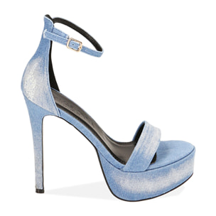 Sandali plateau jeans in tessuto, tacco 13 cm