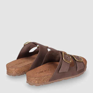 Sandalias de Piel - Marron - Tacón: Bajo