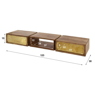 Console en bois de manguier finition cuivrée (2 tiroirs) VARA
