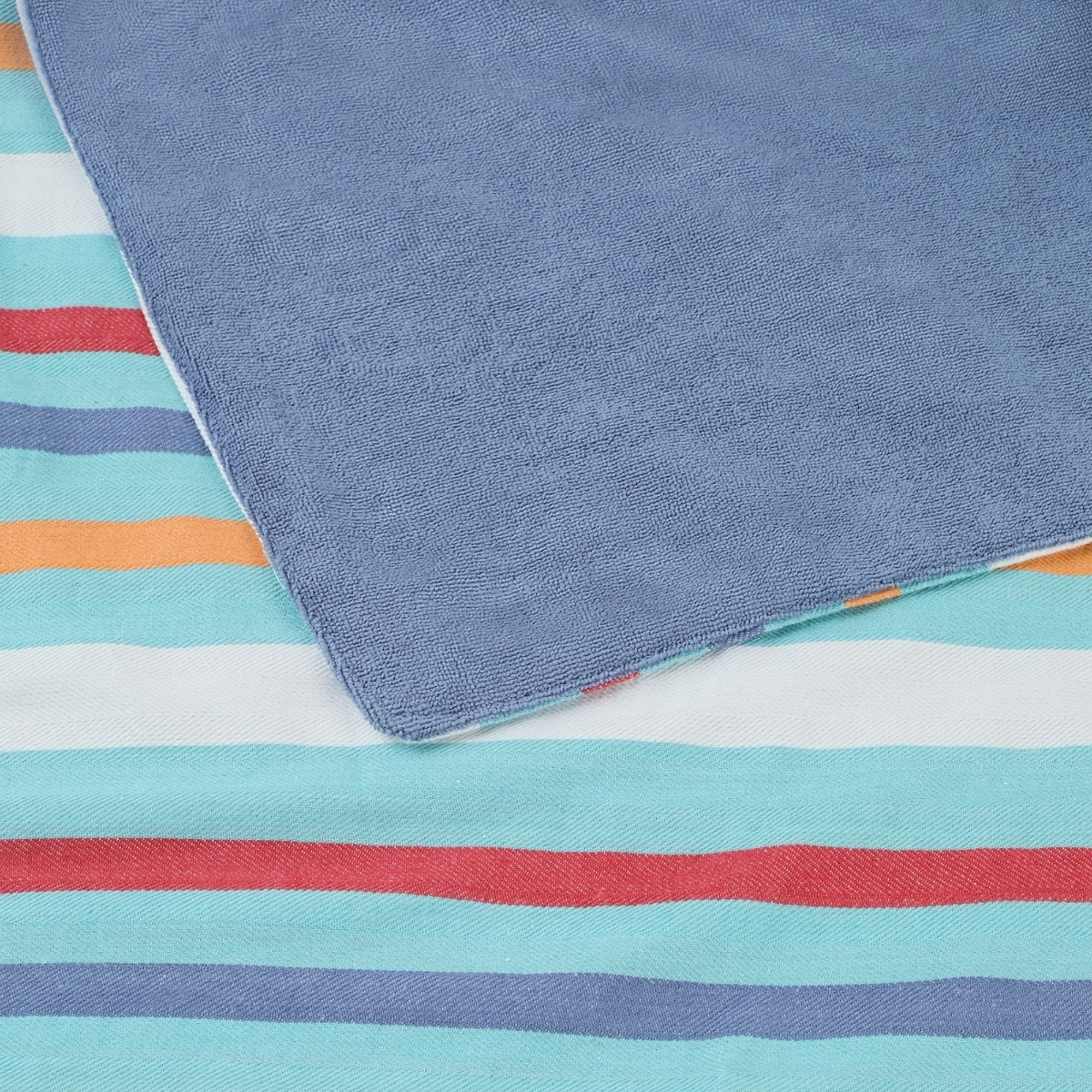 Toalla de playa rayas tejidas y rizo Nami color azul Algodón