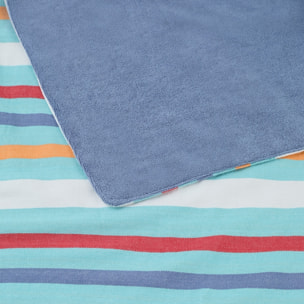 Toalla de playa rayas tejidas y rizo Nami color azul Algodón