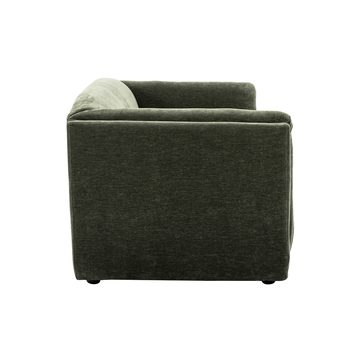 Canapé design 3 places en tissu effet velours vert kaki HOSBO