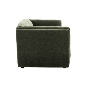 Canapé design 3 places en tissu effet velours vert kaki HOSBO