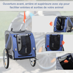 Remorque vélo pour chien animaux pliable barre attelage inclus