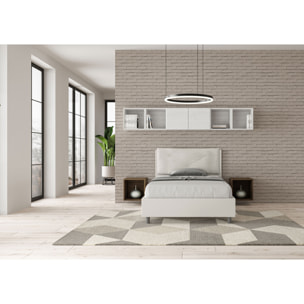 Letto una piazza e mezza con rete imbottito 120x210 similpelle bianco Appia Large