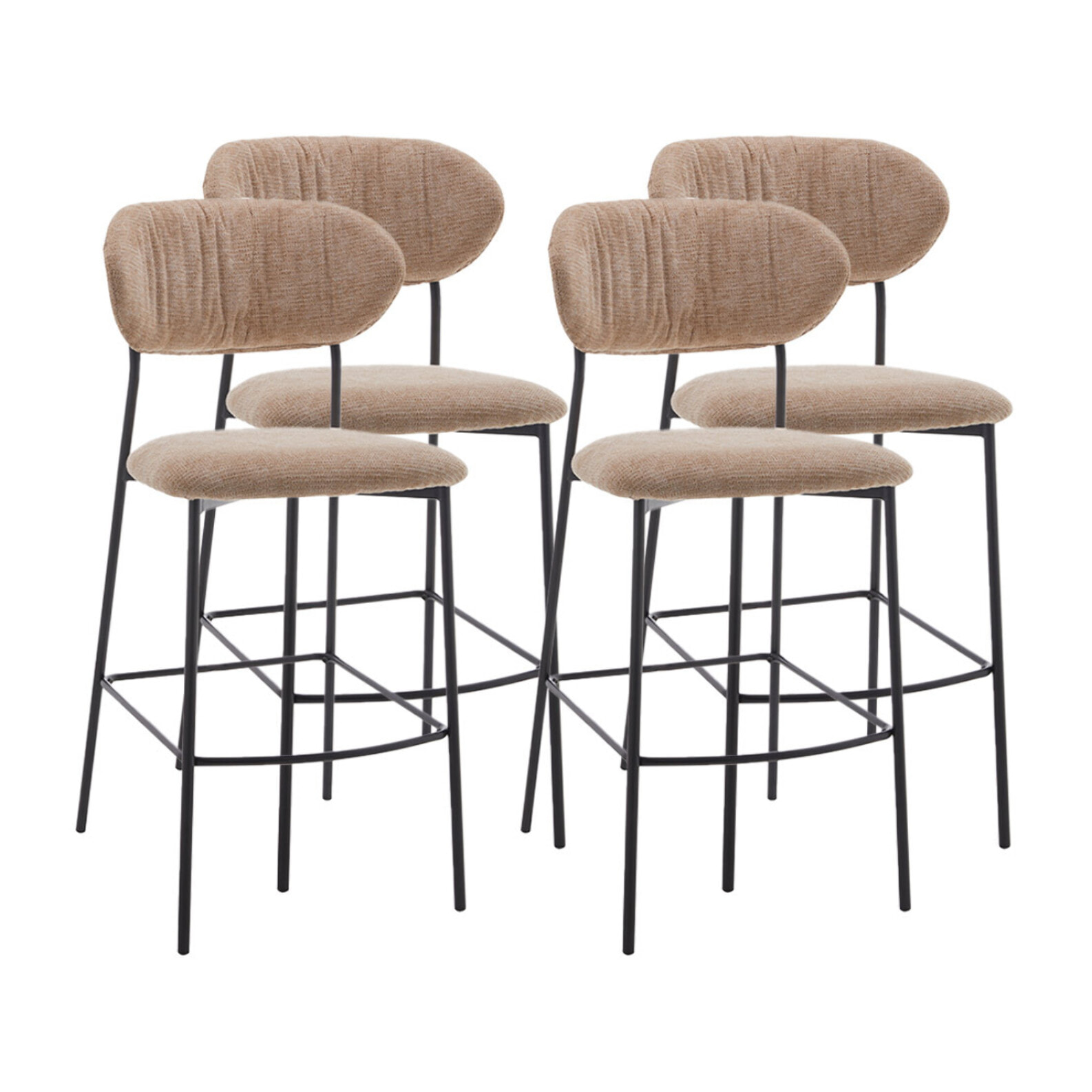 Rosita - lot de 4 tabourets de bar - en tissu - beige - Beige