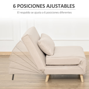 Sofá Cama Individual con Almohada Acolchado y Respaldo Ajustable en 3 Posiciones