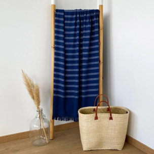 Fouta doublée éponge L - Alanya Bleu marine - 400g/m²