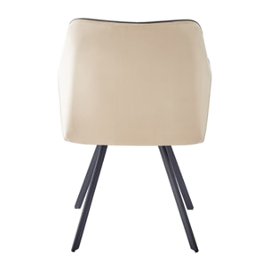 Sedia di design Amber in velluto beige e ferro