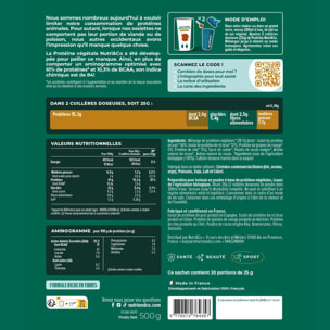 Nutri&Co Protéine Vegétale & Bio - 4 Sources : Pois, Riz, Chia et Courge - 500g goût Cacao