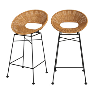 Lot de 2 tabourets pour îlot central 65 cm en résine tressée - Rava