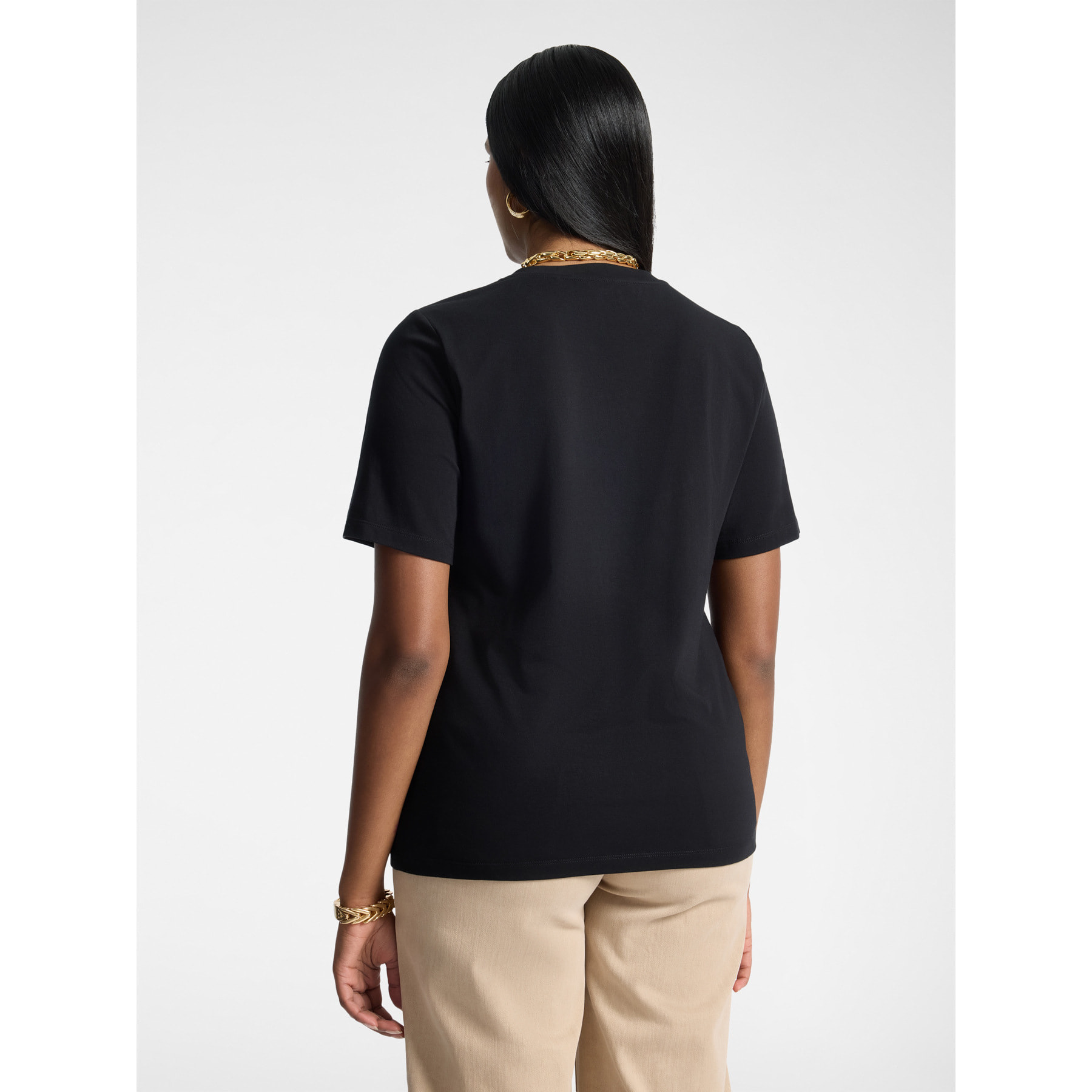 Elena Mirò - T-shirt con ricamo floreale e strass - Nero