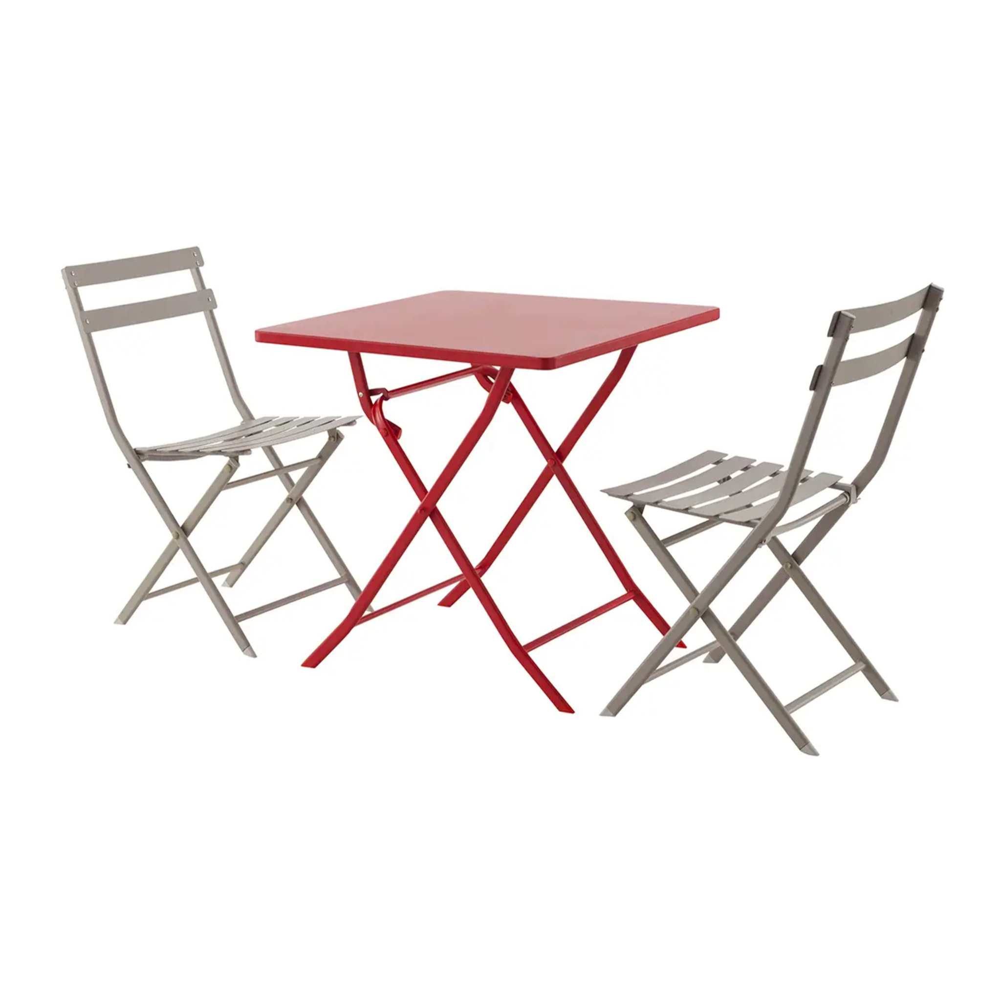 Table de jardin pliante carrée "Greensboro" groseille 2 places en acier traité époxy