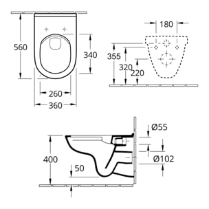 Pack WC sans bride O novo avec abattant frein de chute + bâti Viconnect PRO + plaque noir mat