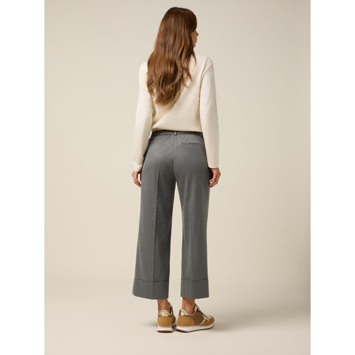 Oltre - Pantalones cropped de franela - Gris