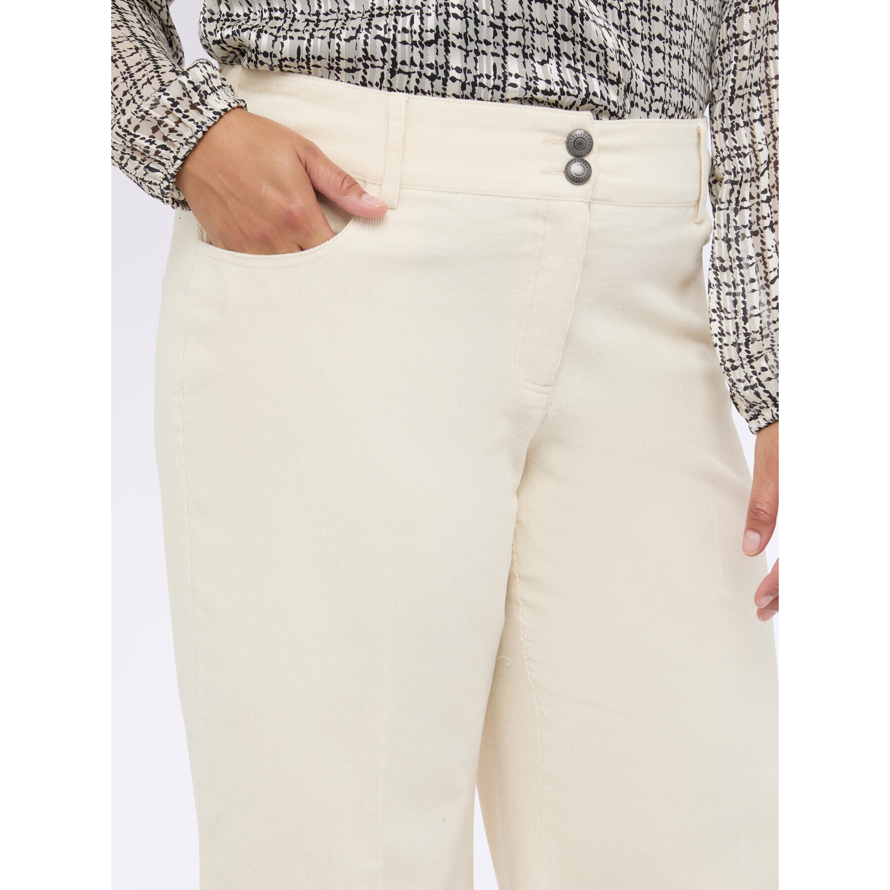 Fiorella Rubino - Pantaloni wide leg in velluto a coste - Bianco