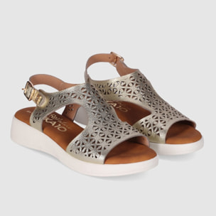 Sandalias de Piel - Oro - Tacón: 3 cm