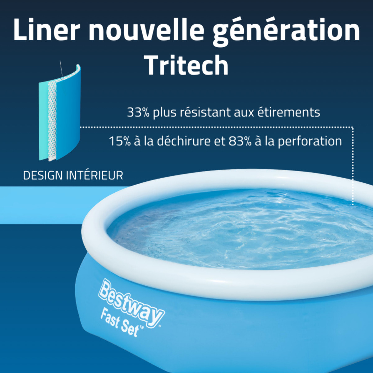 Bestway Piscine gonflable ronde Bestway Fast Set 305 x 76 cm bleu