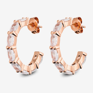 Orecchini a Semicerchio con Cubic Zirconia placcati Oro Rosa 18Kt