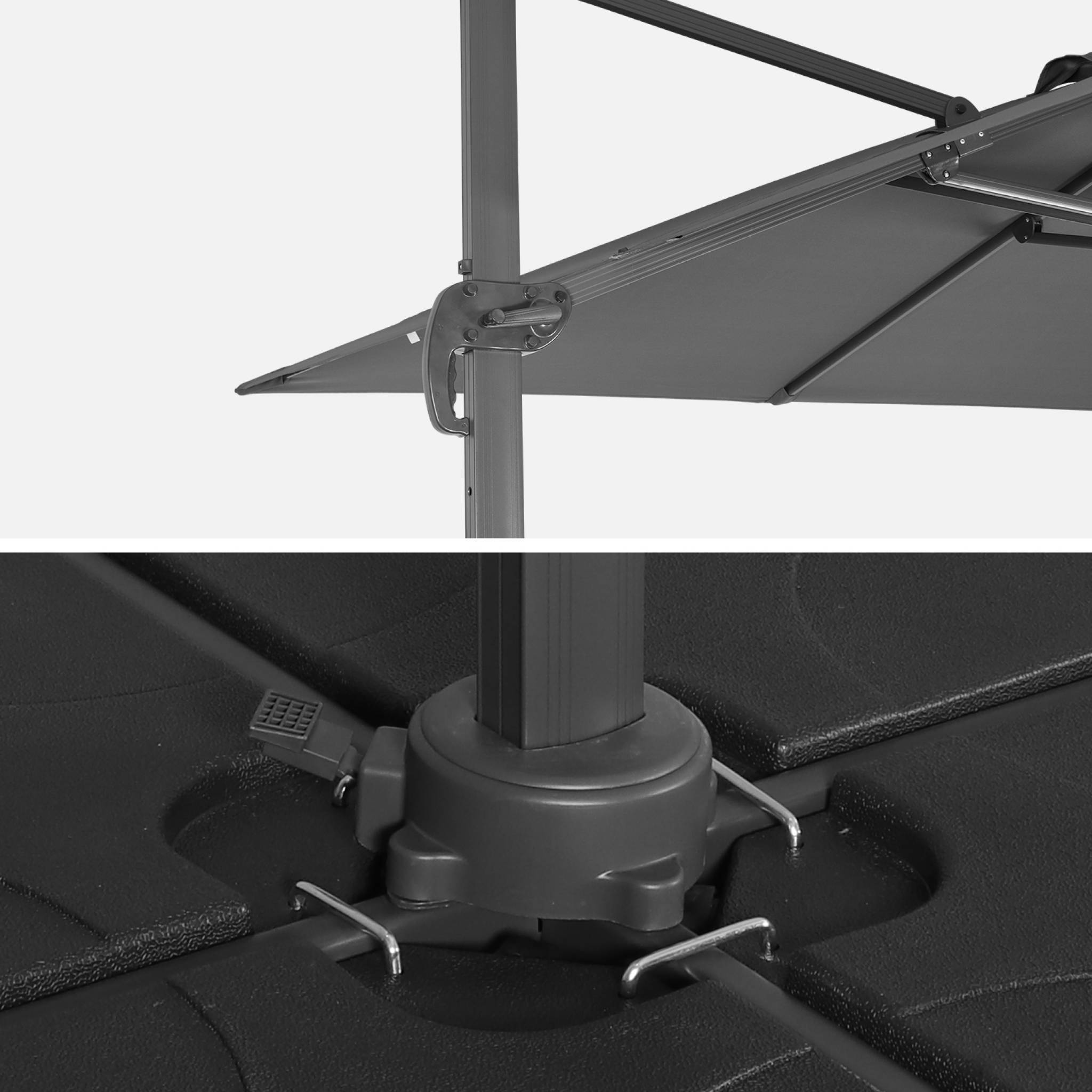 Parasol déporté rectangulaire 3x4m + dalles à lester 50x50cm WIMEREUX + DALLES 50X50CM