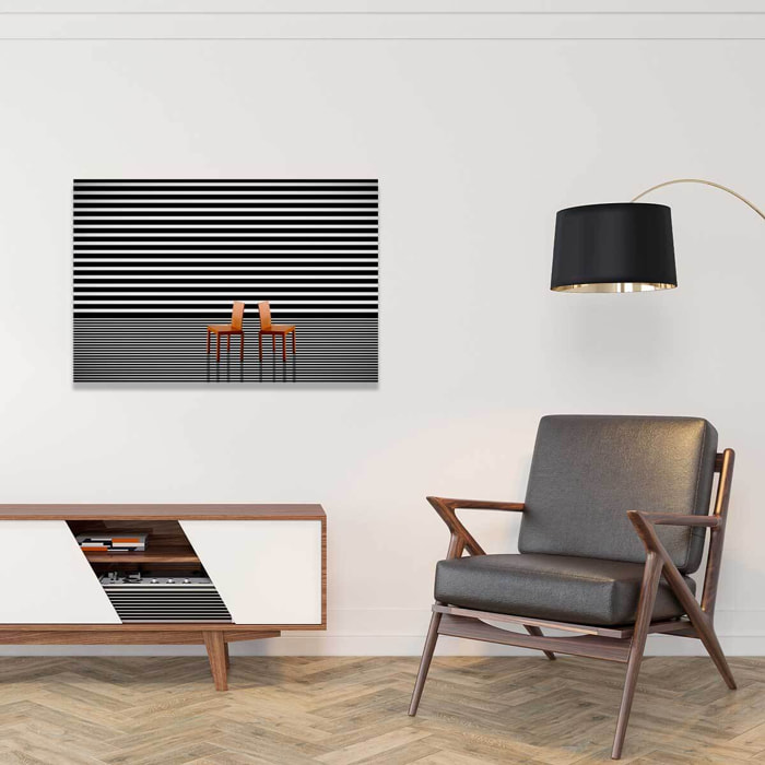 Tableau contemporain deux chaises rouges  Toile imprimée