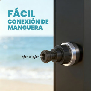 Ducha Solar de Jardín 60 L Ducha Solar Exterior con Cabezal Rociador de Mano Grifo de Pies Agua Fría y Caliente Máx. 60 °C Conexión Manguera para Piscina Camping Patio 21,8x18,2x227 cm Negro