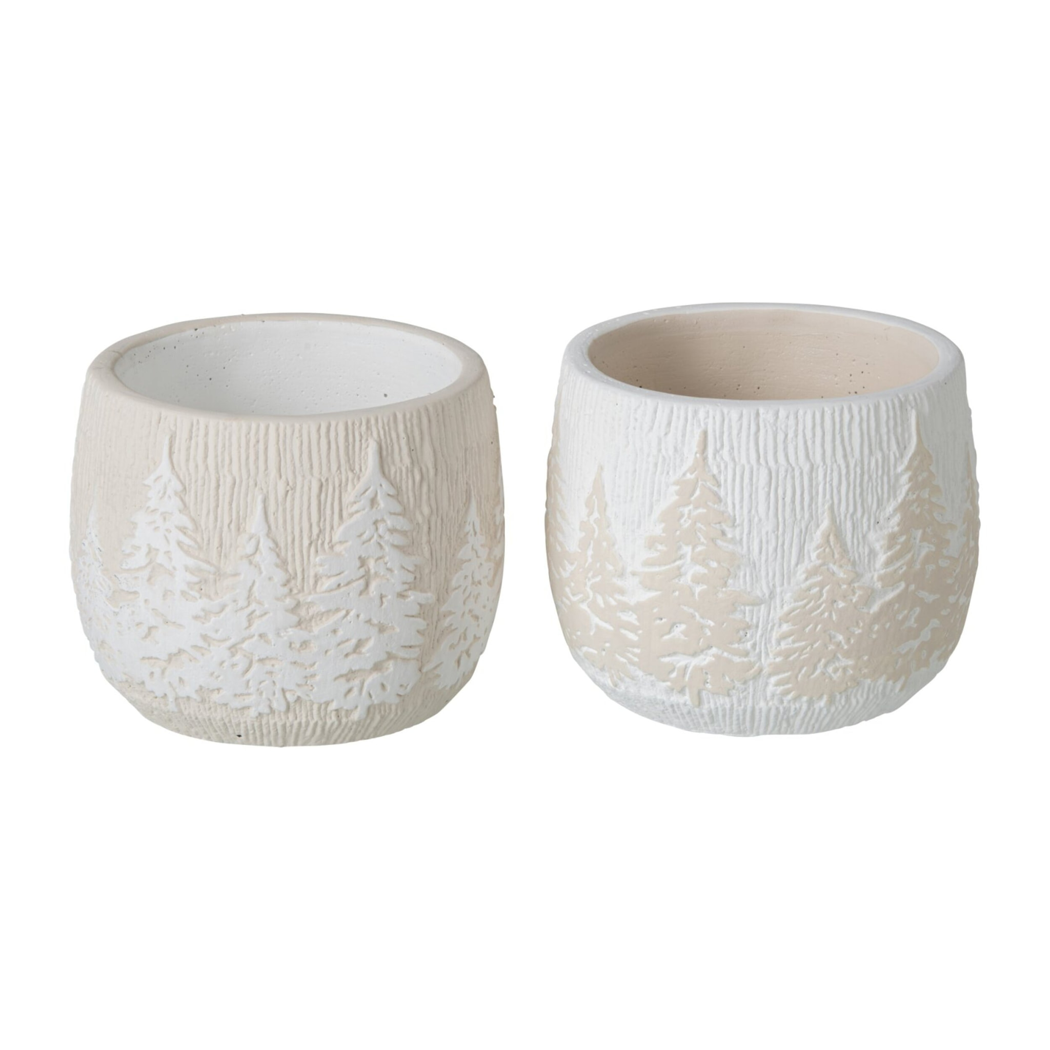 J-Line cache-pots - ciment - blanc/beige clair - small - assortiment de 2