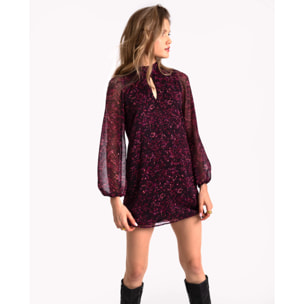 Vestido corto con lazada al cuello