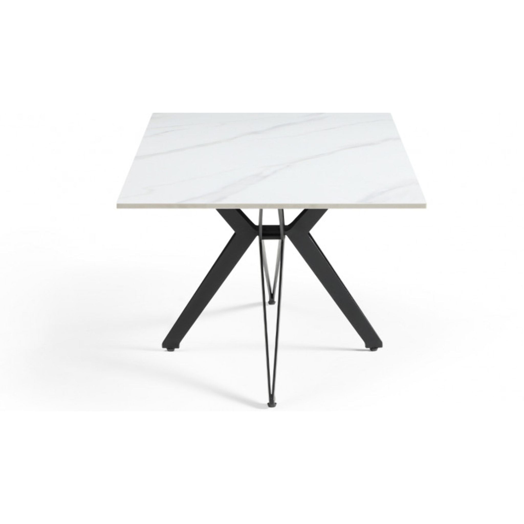 Table basse en céramique 120x60cm marbre blanc pieds métal - UNIK