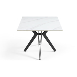 Table basse en céramique 120x60cm marbre blanc pieds métal - UNIK