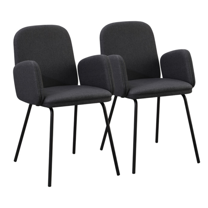 Coppia di sedie con braccioli in tessuto grigio scuro - Kendal