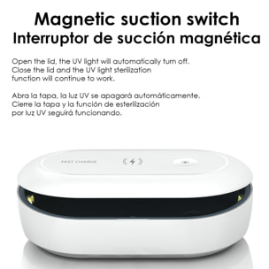 DAM Scatola di sterilizzazione con ozono, luce UV e aromaterapia con caricatore wireless 20x12x6 Cm. Colore bianco