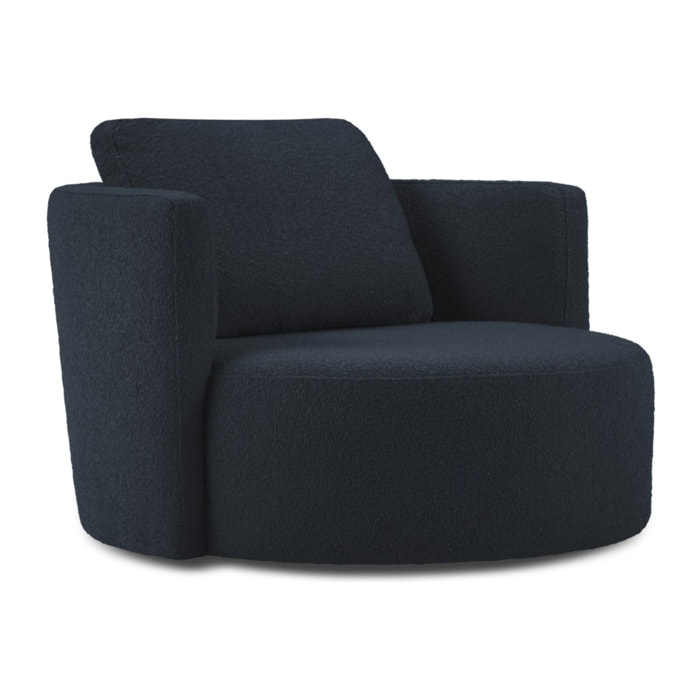 Fauteuil xl pivotant "Adam" en bouclé bleu foncé