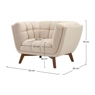 Fauteuil en velours beige - Mona