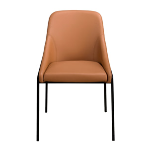 Silla Angel Cerdá con asiento y respaldo tapizados en polipiel en naranja patas de acero inoxidable negro 53x59x83cm