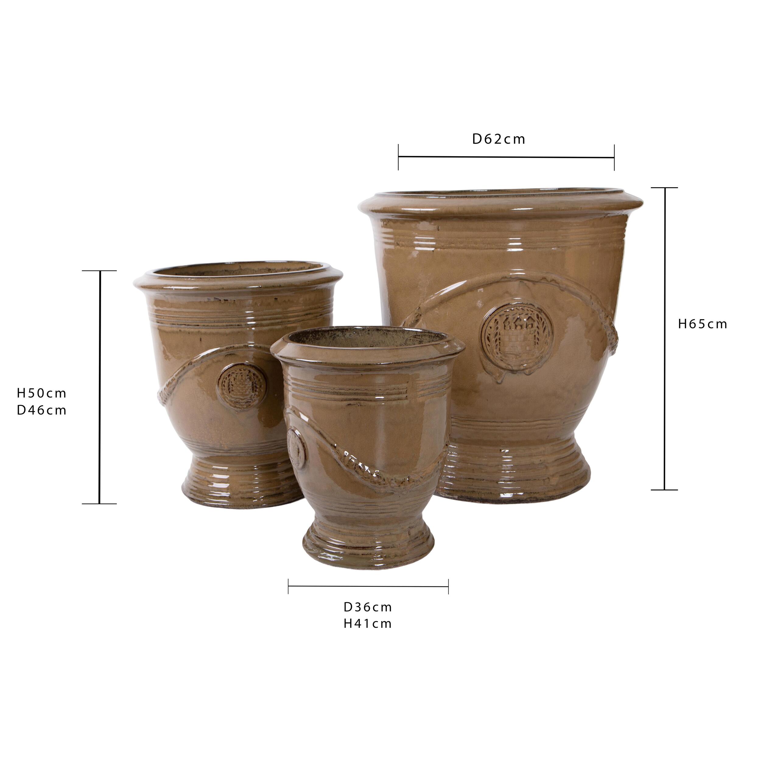 Set 3 vasi andalusia - Colore Crema - 62xH65x62cm - Bianchi Dino