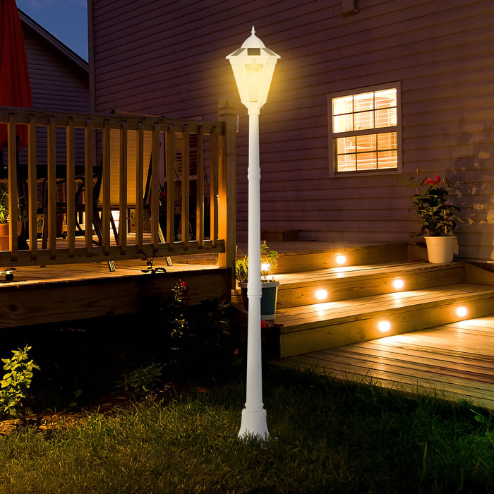 Luminaire solaire extérieur - lampadaire de jardin LED - réglable, détecteur - alu blanc