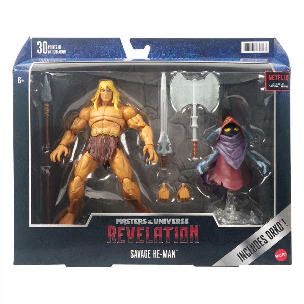 Masters Of The Universe: Revelation Masterverse Action Figures 2022 Deluxe Savage He-Man & Orko 18 Cm Mattel