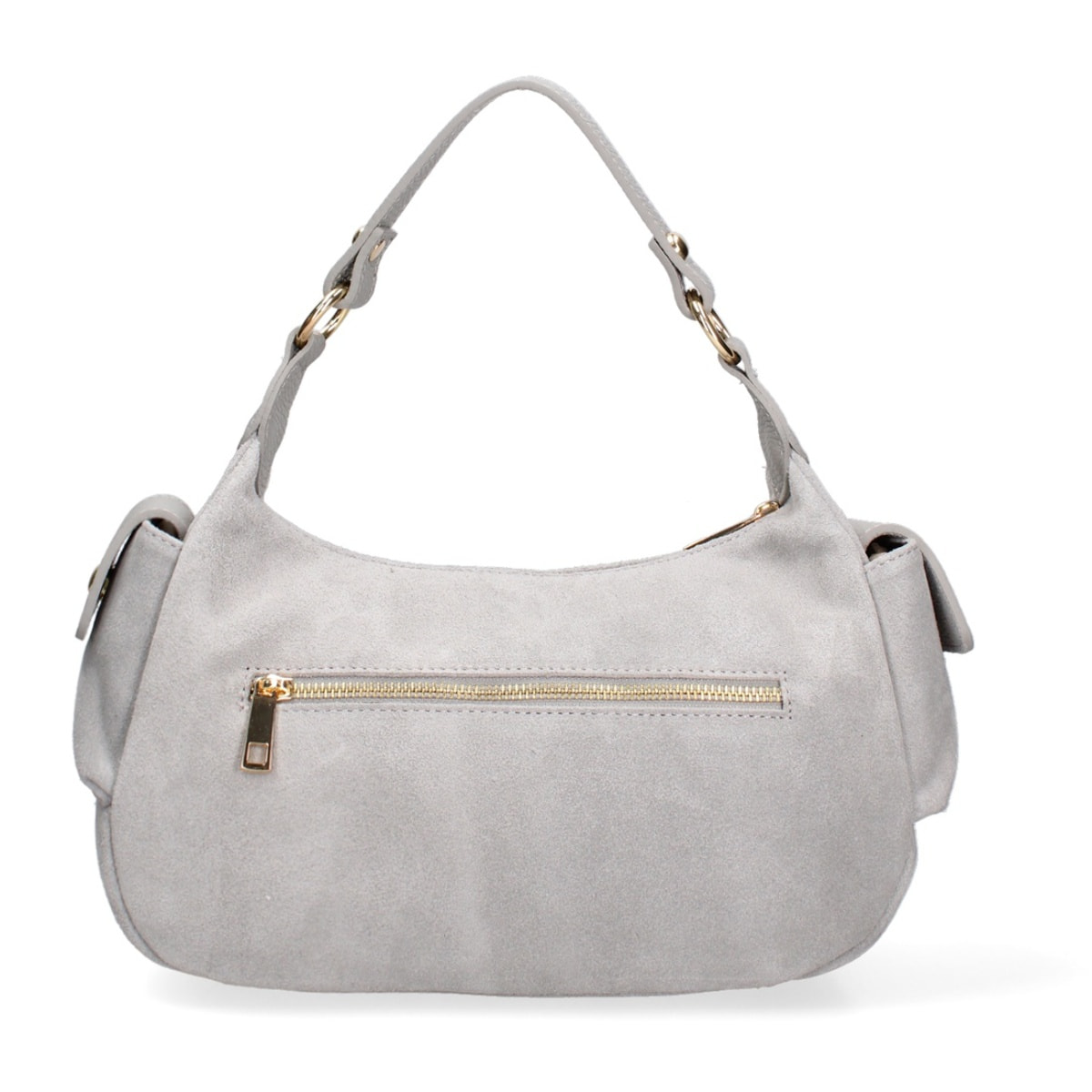 Borsa a spalla da donna Made in Italy - Modello Ardena - Pelle scamosciata - 30.0 x 17.0 x 12.0 cm