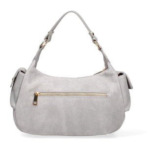 Borsa a spalla da donna Made in Italy - Modello Ardena - Pelle scamosciata - 30.0 x 17.0 x 12.0 cm