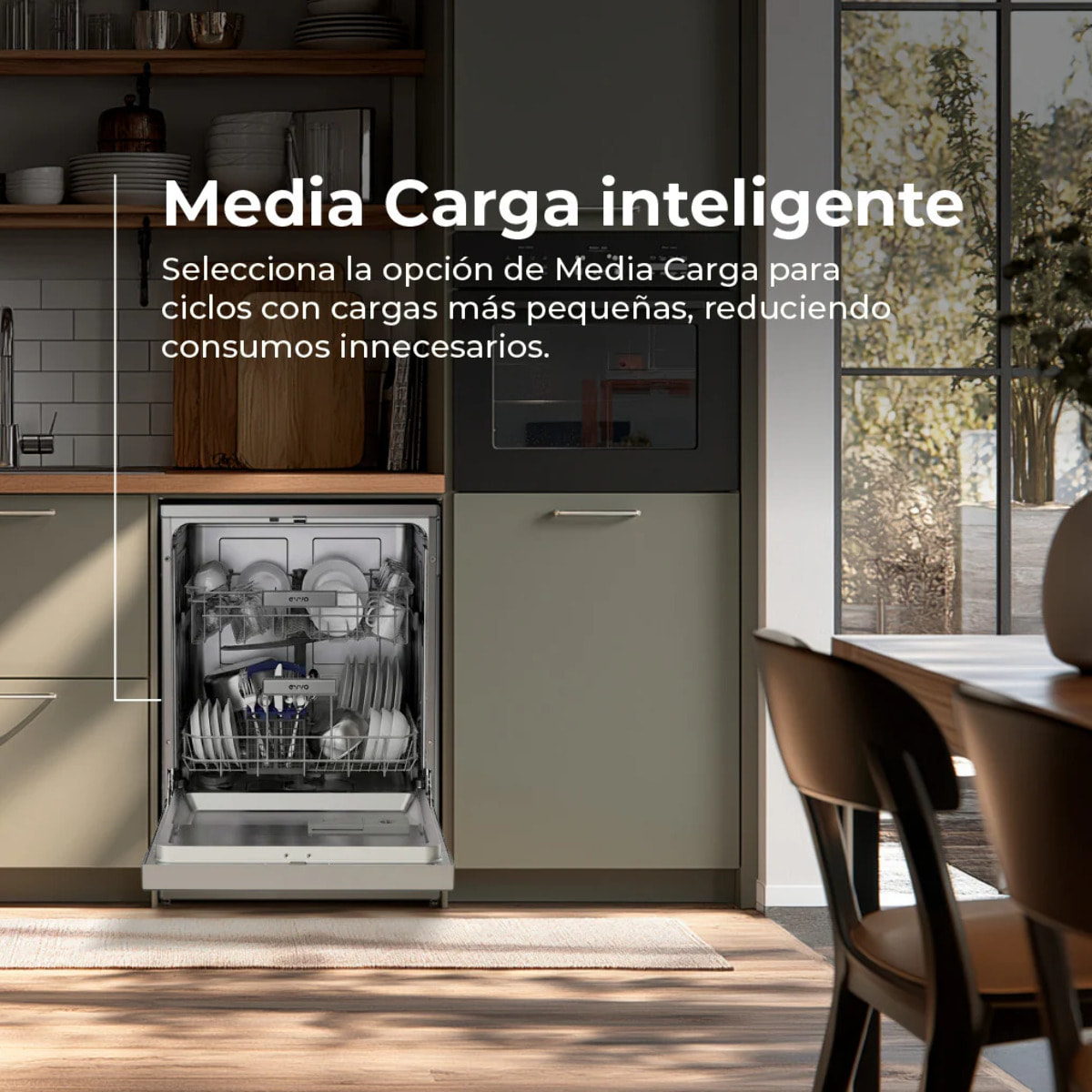 Máquina de Lavar Loiça EVVO D1yx Máquina De Lavar Loiça, 60cm, 13 Serviços, Abertura Automática, Meia Carga
