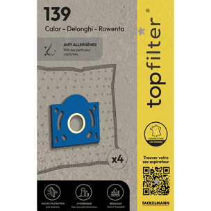 Lot de 4 sacs aspirateur pour Rowenta TopFilter Premium