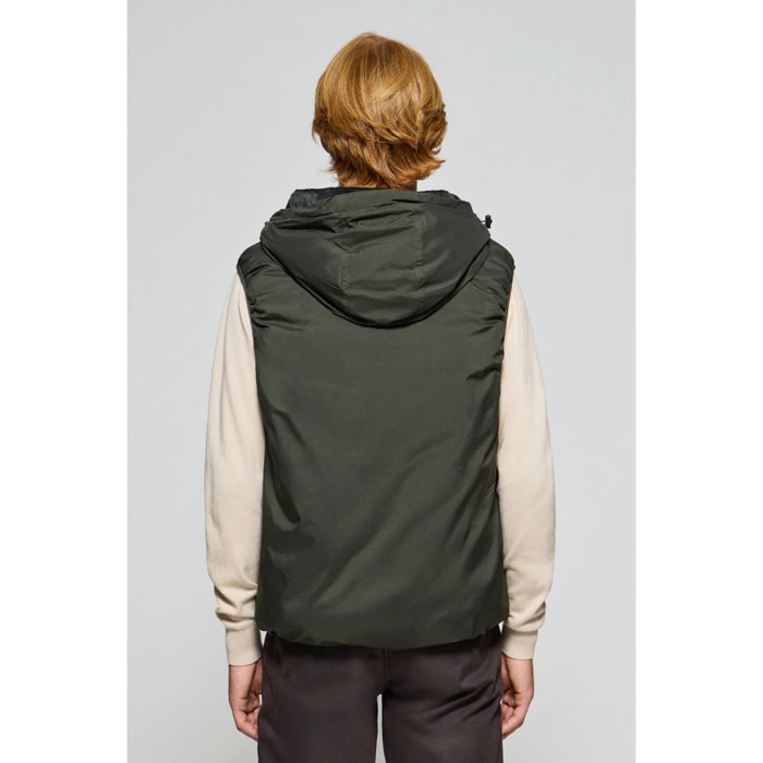 Gilet verde leggero con cappuccio fisso e particolari Polo Club