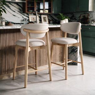 Lot de 2 chaises pour ilot central 64,5 cm en tissu beige - Yuna