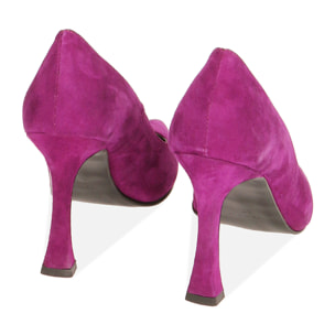 Décolleté fucsia in camoscio, tacco 10 cm