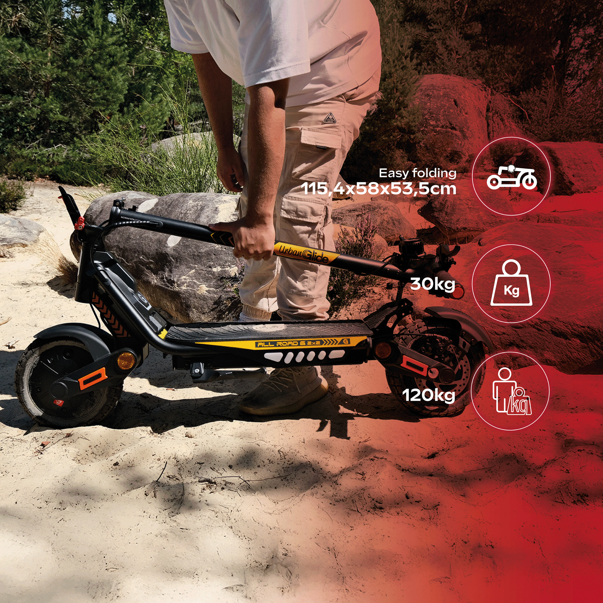 Trottinette Électrique Adulte UrbanGlide ALL ROAD 6 2X2 - Autonomie Jusqu'a 80 km - Pneu Cross 10" Tubeless - Batterie 54V - Poids 30Kg