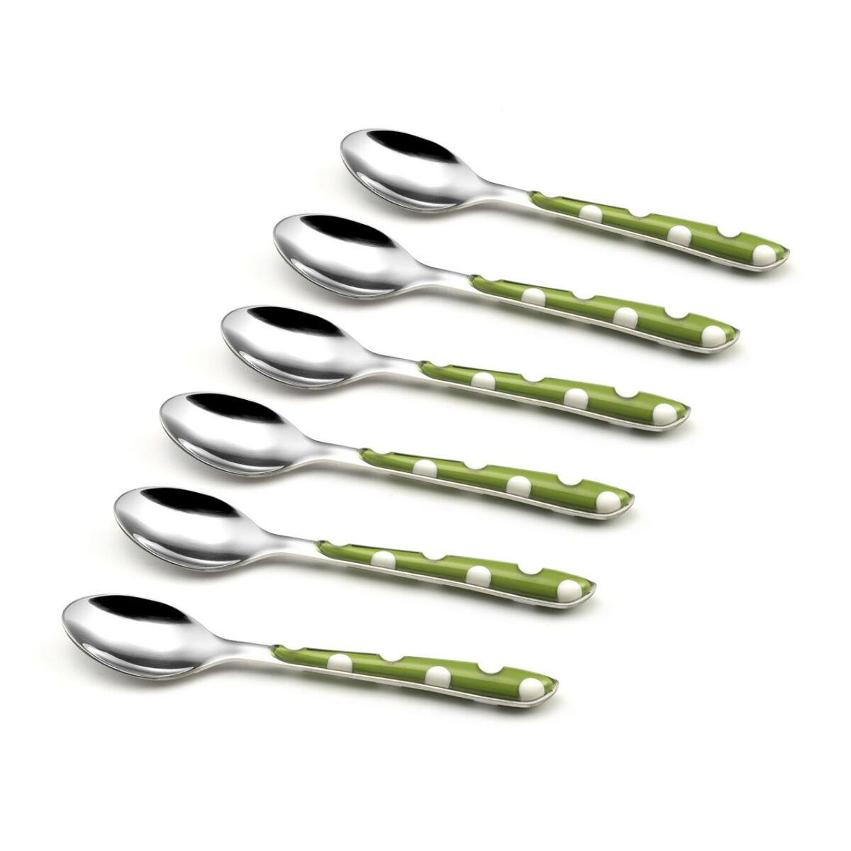Solstice Lunares Verde Oliva - Set de 6 cucharillas de café